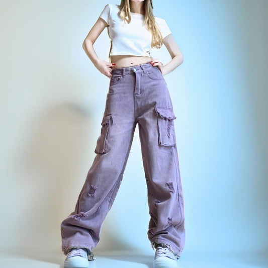 Shop the Perfect Fit: Purple Washed Jeans for Effortless Style -Kroofu